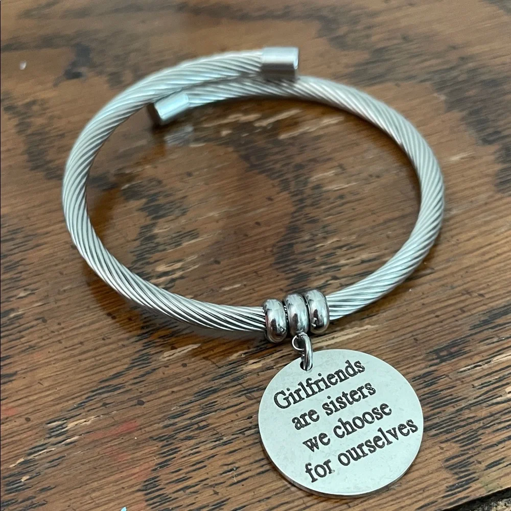 Cable Bracelet with Engraved Charm
